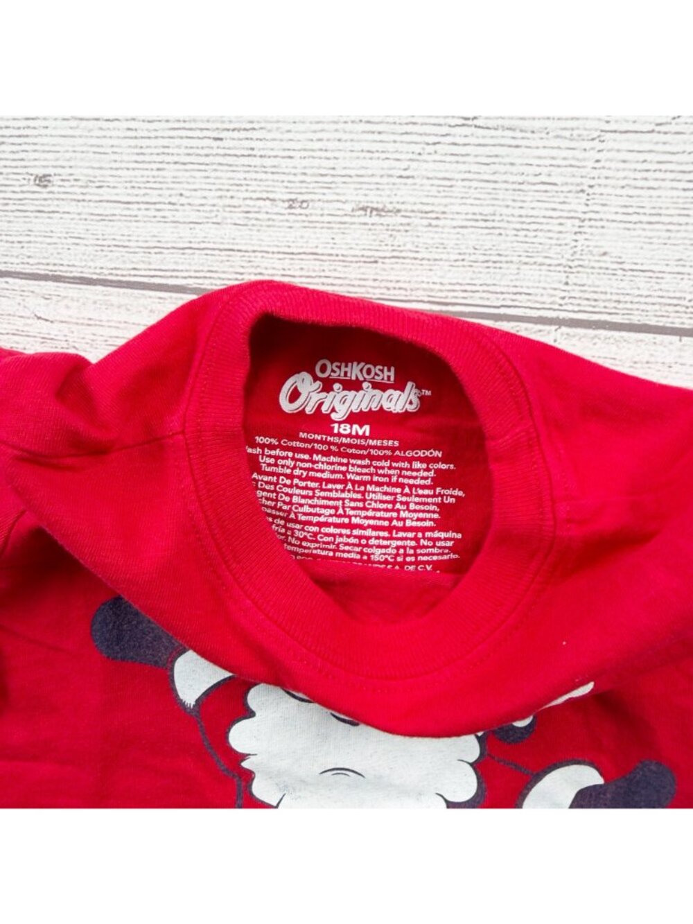 OshKosh Originals Long Sleeve Red Santas Helper T-Shirt Christmas 12-18 Months - Picture 2 of 3